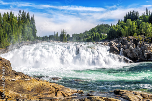 Laksforsen is a waterfall of 17 meters. Norway.