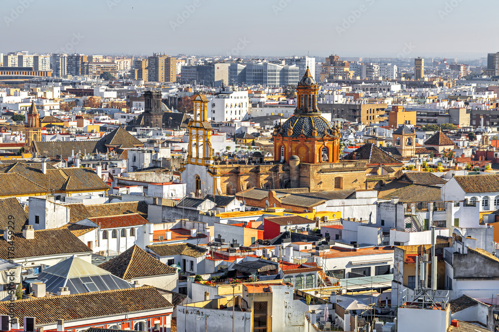 View of Seville from the Giralda Cathedral tower. Seville (Sevilla), Andalusia, Southern Spain.