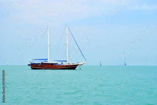 landscape of the sea with a yacht