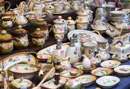 Traditional Hungarian ceramics for interior decoration in the market