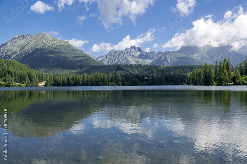 Strbske pleso, High Tatras mountains, Slovakia, early summer morning, lake reflections
