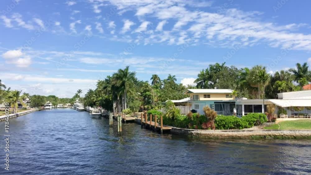 Beautiful view of city canals from cruise. Fort Lauderdale is a famous Florida destination. Beautiful view of city canals from cruise. Fort Lauderdale is a famous Florida destination.