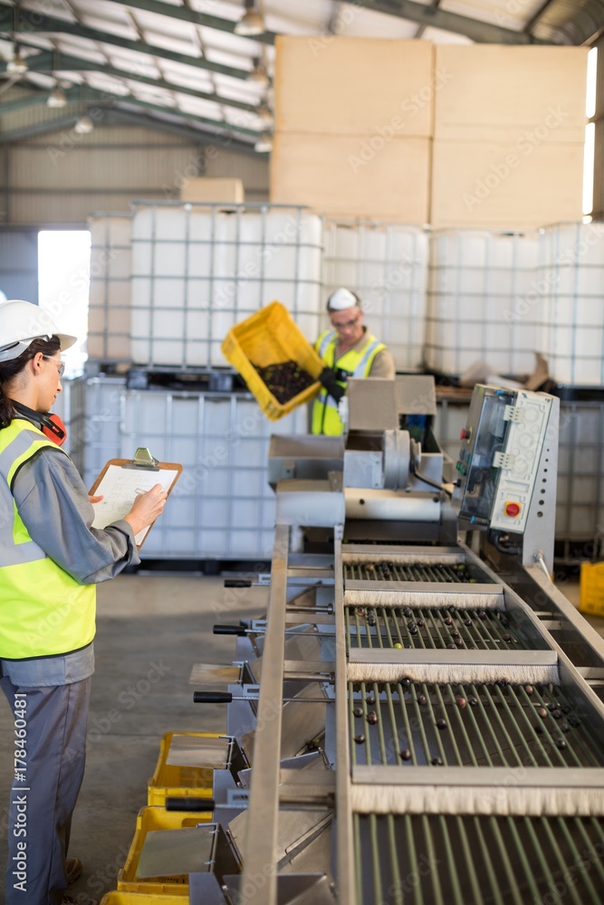 Technician and worker working together Technician and worker working together