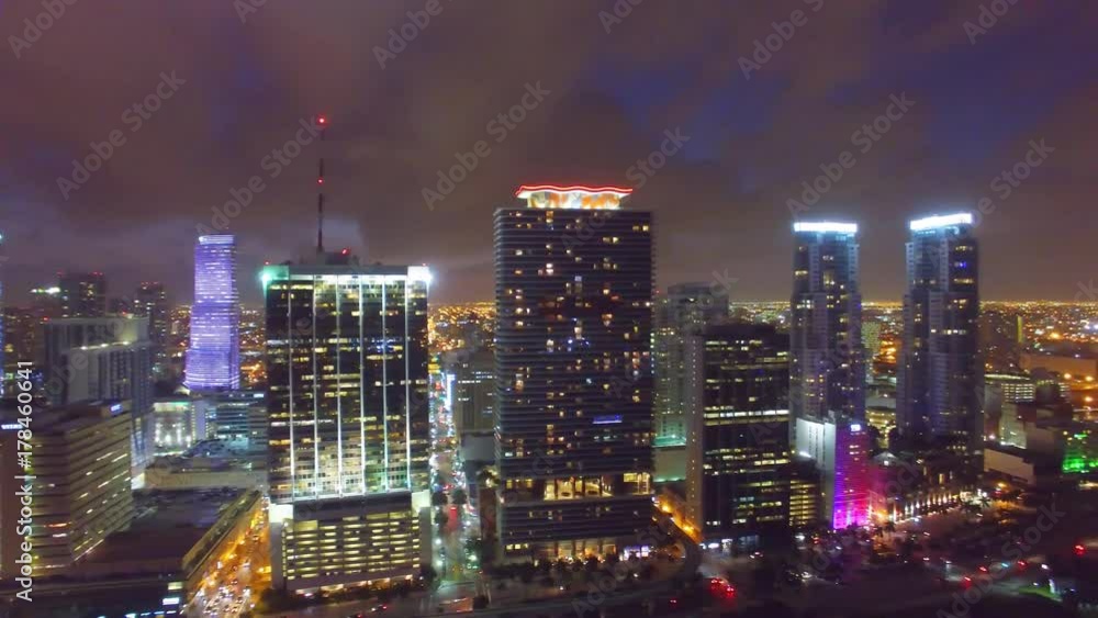 Downtown Miami at night, aerial view. Downtown Miami at night, aerial view.