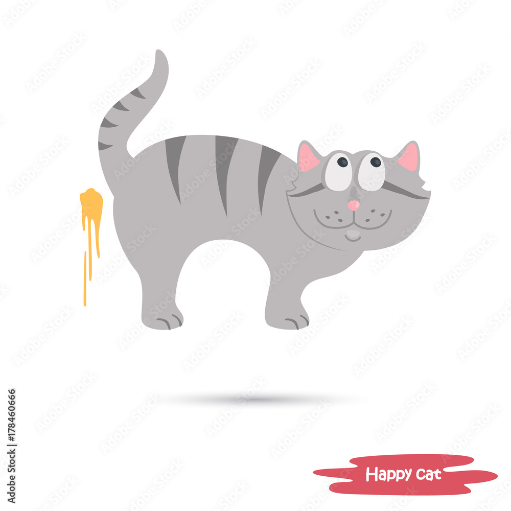 The cat is tapping the wall color flat illustration The cat is tapping the wall color flat illustration