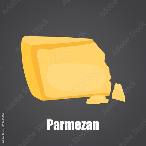 Parmezan cheese slice color flat icon