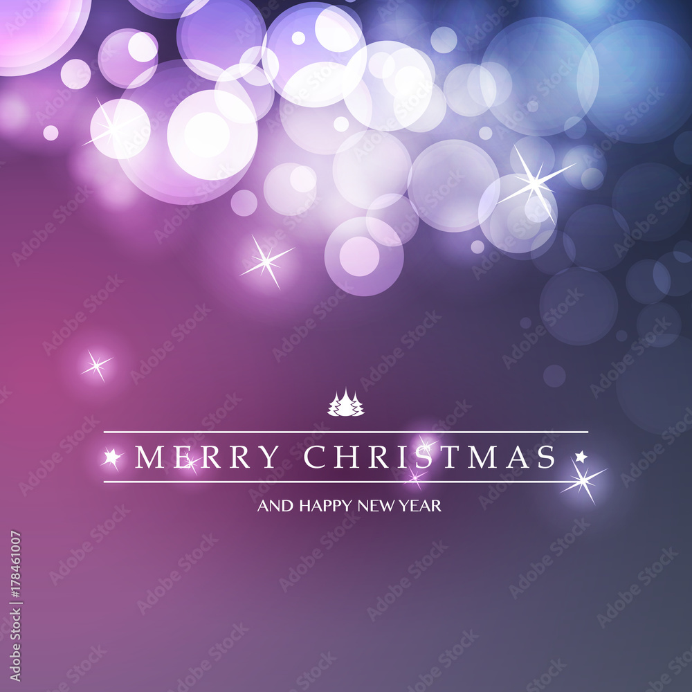 Best Wishes - Colorful Modern Style Happy Holidays, Merry Christmas Greeting Card with Label on a Sparkling Blurred Background