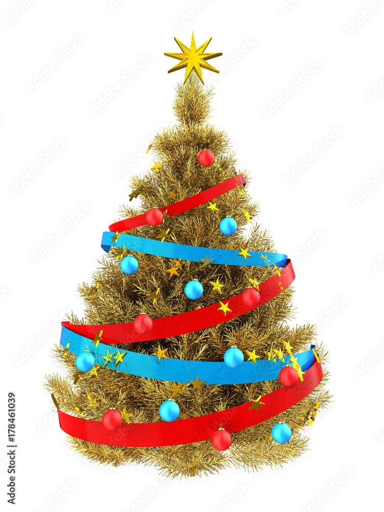 3d golden Christmas tree 3d golden Christmas tree
