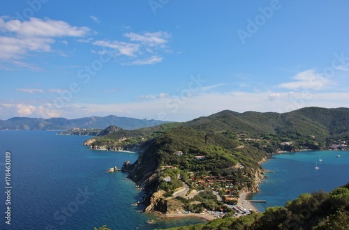 Enfola coastline from its headland. Portoferraio, Elba island. Italy