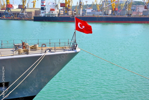Turkish flag on the ship