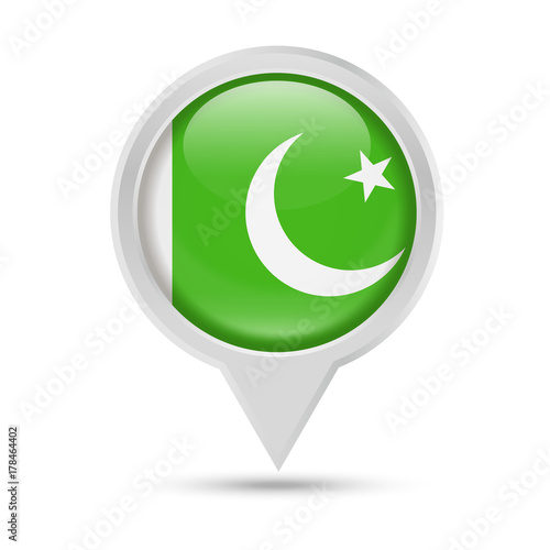 Pakistan Flag Round Pin Vector Icon