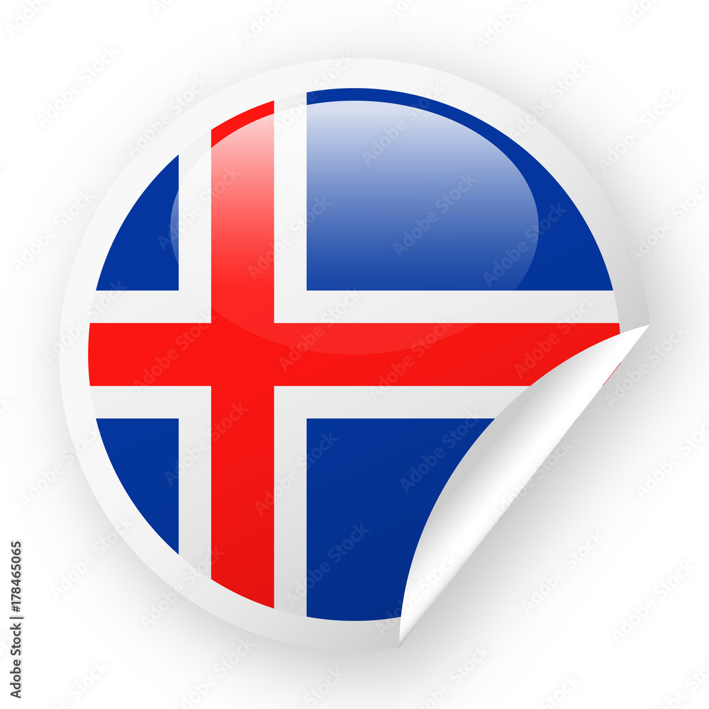Obraz premium Iceland Flag Vector Round Corner Paper Icon