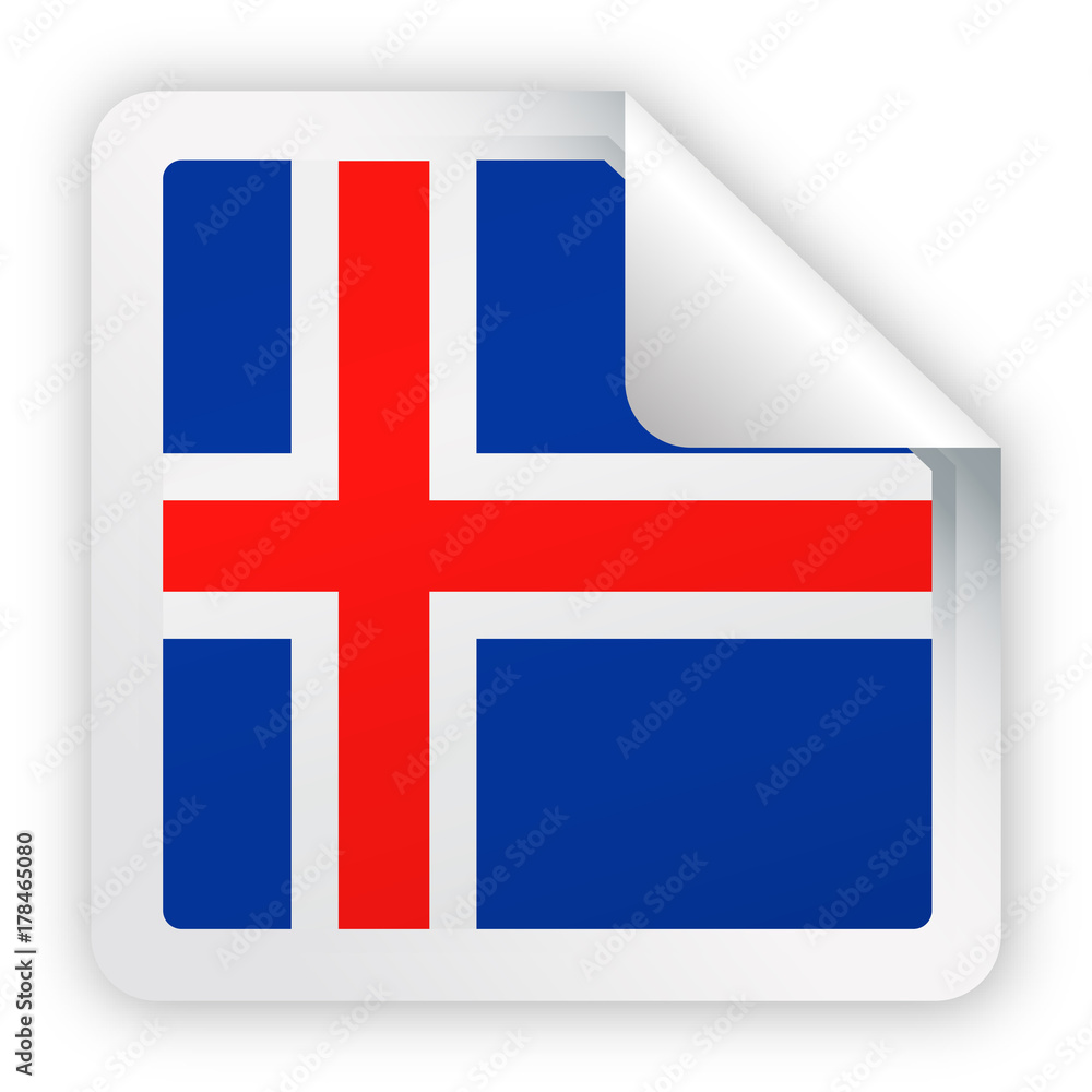 Obraz premium Iceland Flag Vector Square Corner Paper Icon