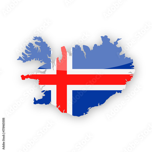 Iceland Flag Country Contour Vector Icon