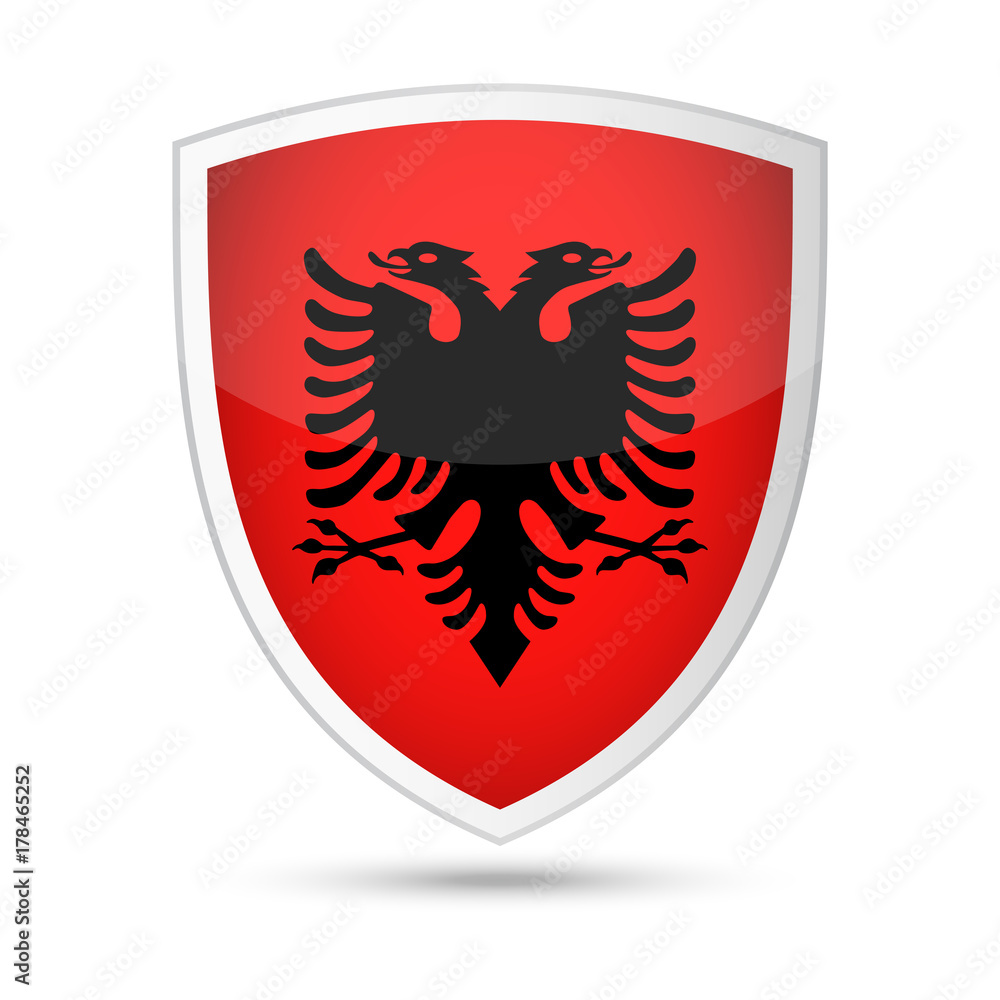 Fototapeta premium Albania Flag Vector Shield Icon