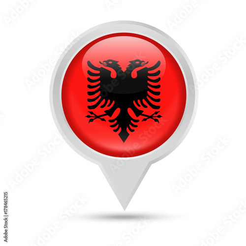 Albania Flag Round Pin Vector Icon