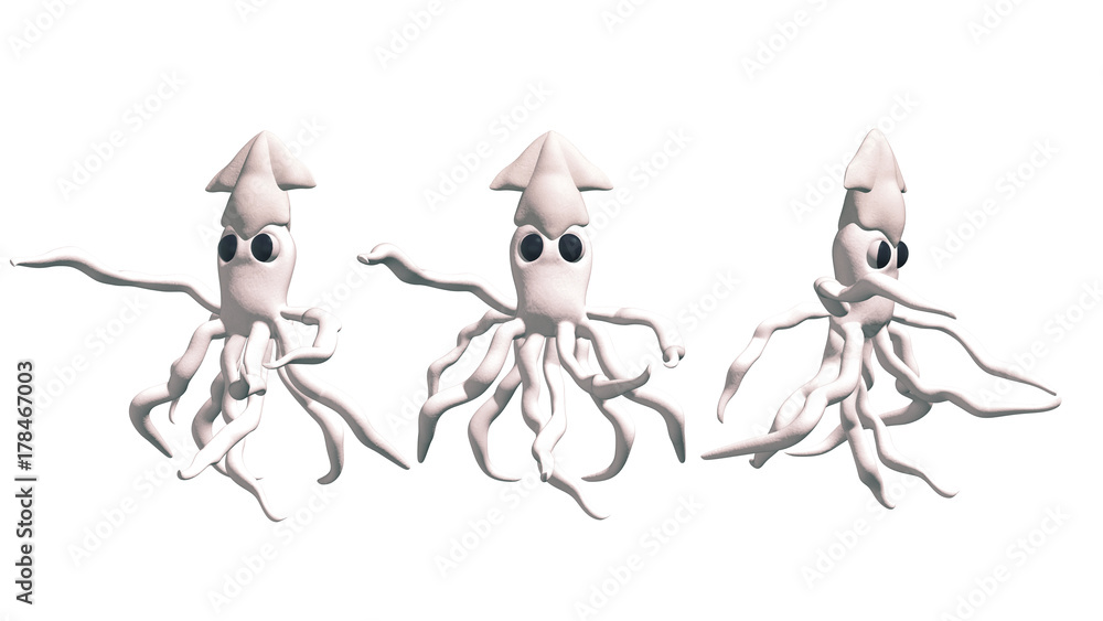 クラーケン ダイオウイカ ３ｄイラスト 素材 白バック 正面 ３パターン Stock Illustration Adobe Stock