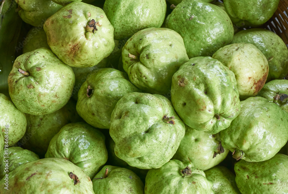 Fresh organic fruit, guavas, at the market. Fresh organic fruit, guavas, at the market.