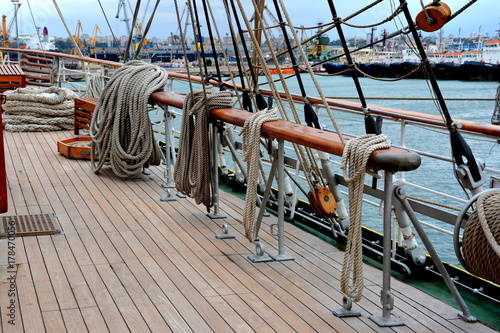 Constanta harbor at Black Sea. Marine Ship-School 