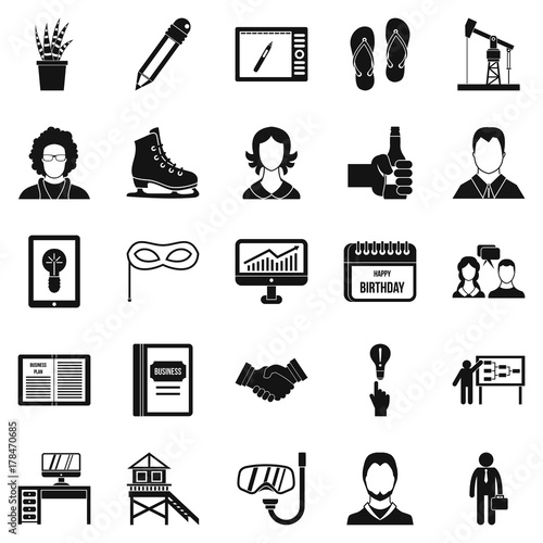 Joint biz icons set, simple style