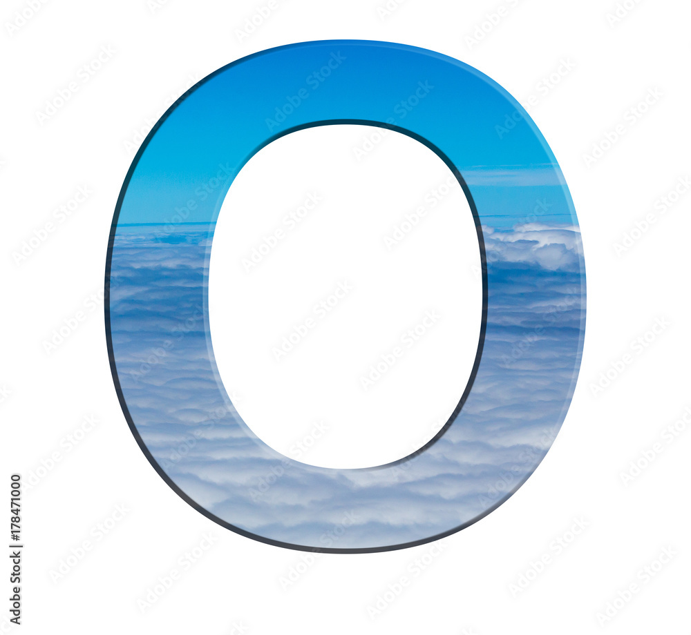 alphabet letters Blue sky with clouds on a white background alphabet letters Blue sky with clouds on a white background