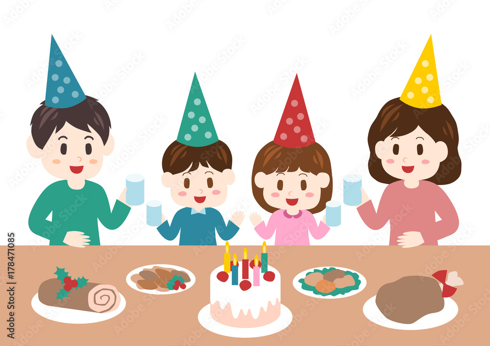家族 クリスマス パーティ イラスト Stock Vector Adobe Stock