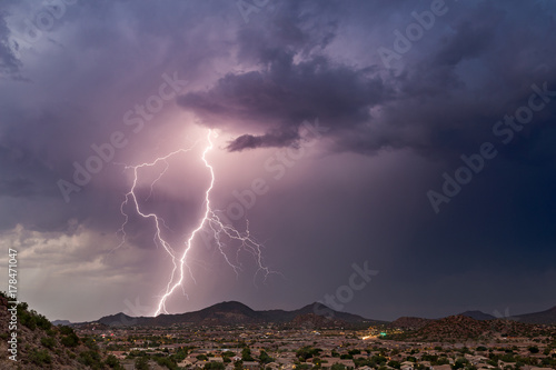 Lightning storm in the desert