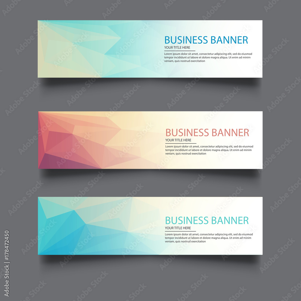 Fototapeta premium A set of vector banners with polygonal background