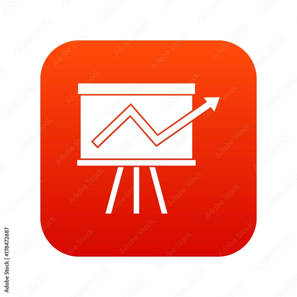 Flip chart with statistics icon digital red Flip chart with statistics icon digital red