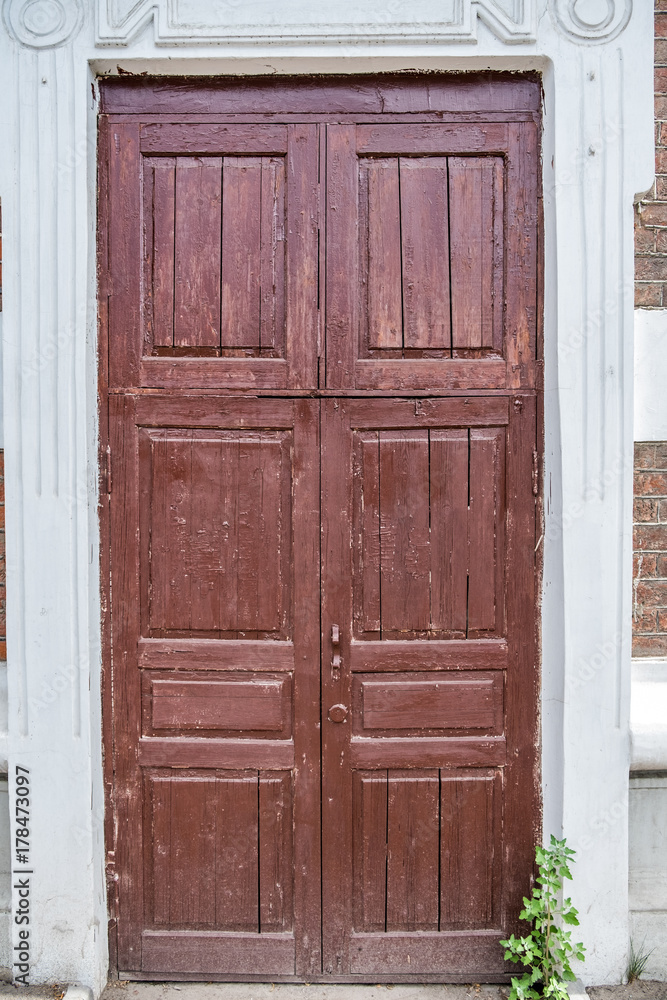 Old wooden entrance door