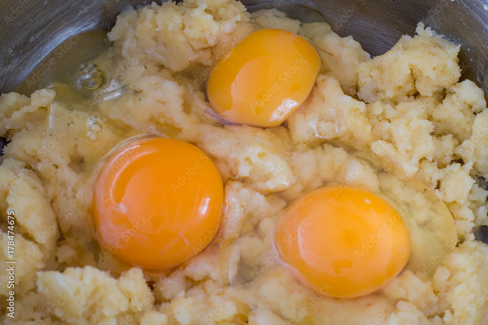 Eggs for dough for Polish Karpatka cake. Eggs for dough for Polish Karpatka cake.