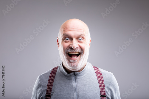 exaggerated old man smile expression