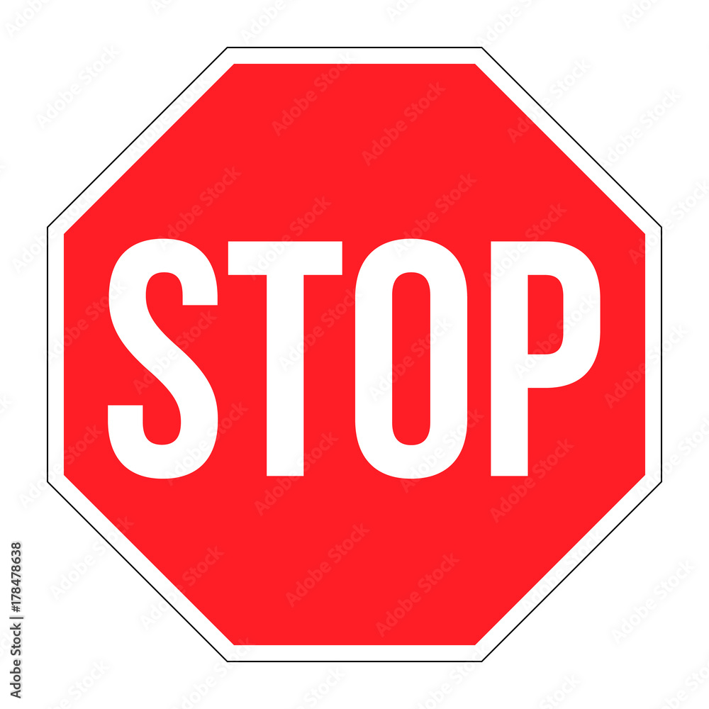Vector Stop Sign Icon. Red restriction to enter. No road allowed. Traffic safety sign warning danger while driving. Street no direction caution. EPS10. Vector Stop Sign Icon. Red restriction to enter. No road allowed. Traffic safety sign warning danger while driving. Street no direction caution. EPS10.