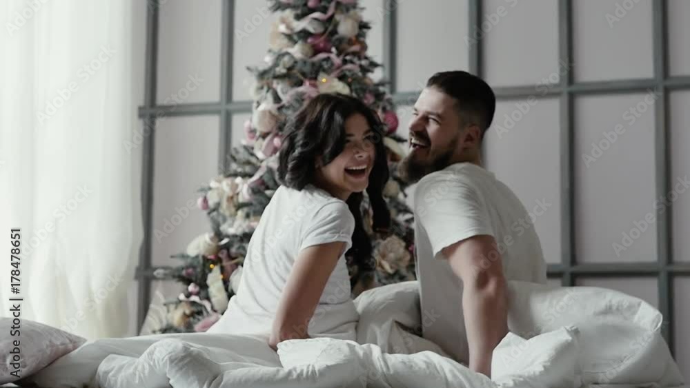 Lovers, happy, celebrate Christmas or New Year Lovers, happy, celebrate Christmas or New Year