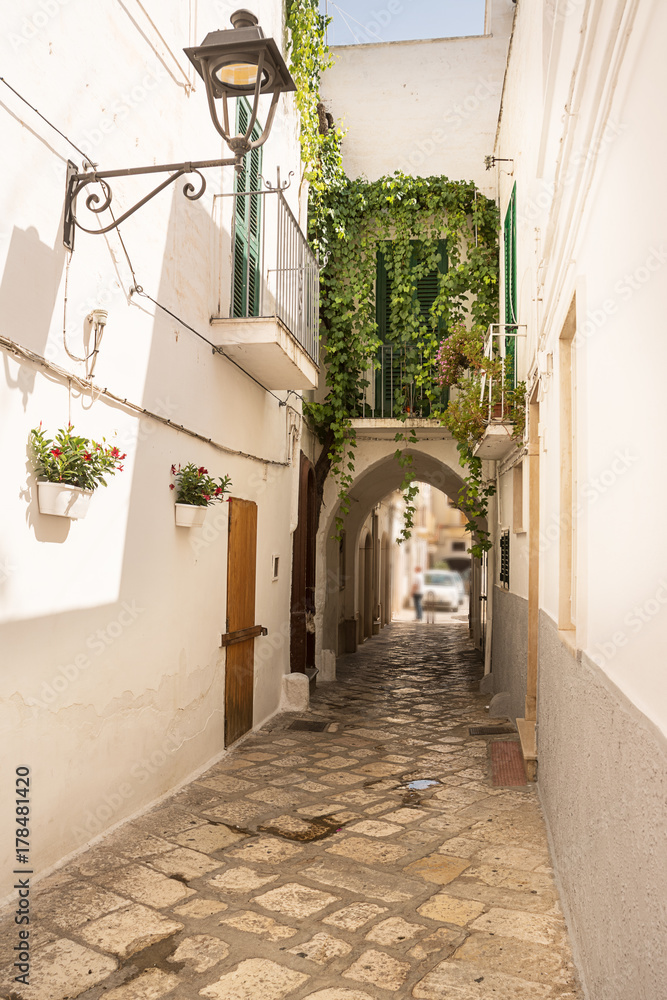 Alleyway and arch in the historic center of Fasano (Italy)