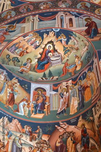 Orthodox icons the Saint Ana-Rohia Monastery. The monastery is situated in a natural place on the hillside of a hill. It was built in 1926
