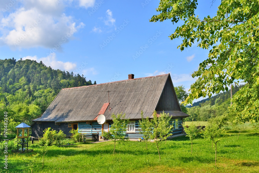 Traditional wooden rural house, Beskid Niski, Poland