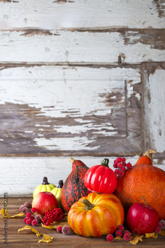 Hello Autumn with autumn vegetables photo