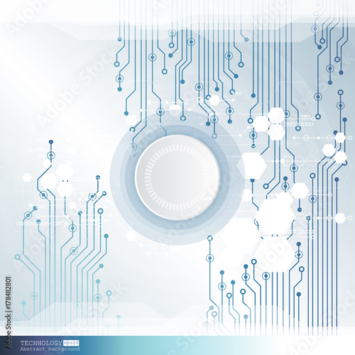 Vector circuit board illustration. Abstract technology
