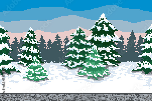 Pixel winter background.