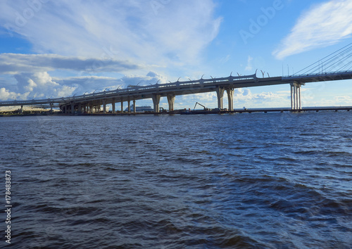 view of the cable bridge over the Neva River © liga258