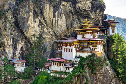 View to Famous Tigers Nest Temple in Bhutan photo