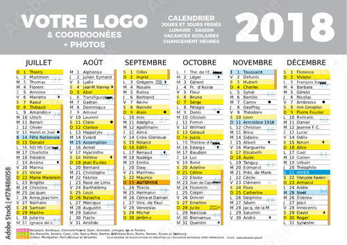 CALENDRIER 2018 JUILLET-DECEMBRE 
