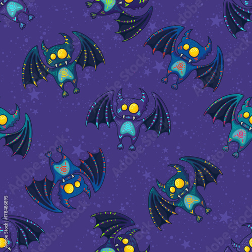Cute hand drawn tribal bat pattern for Happy Halloween