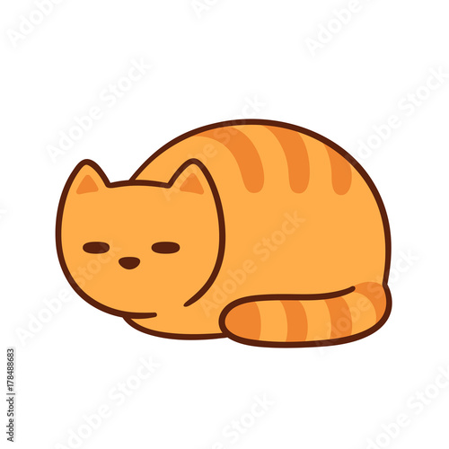 Fat orange cat sleeping