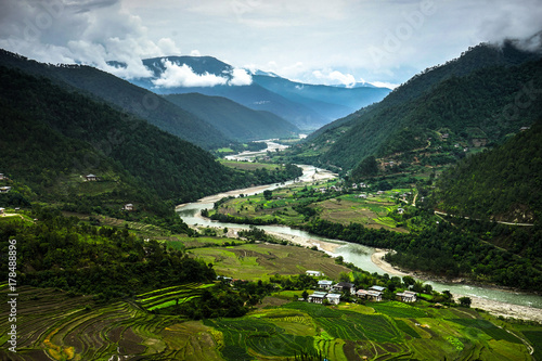 Bhutan Nature View overlooking River photo