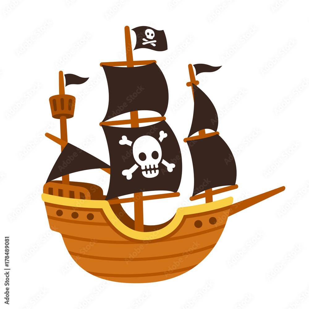 Pirate ship cartoon Stock Vector | Adobe Stock