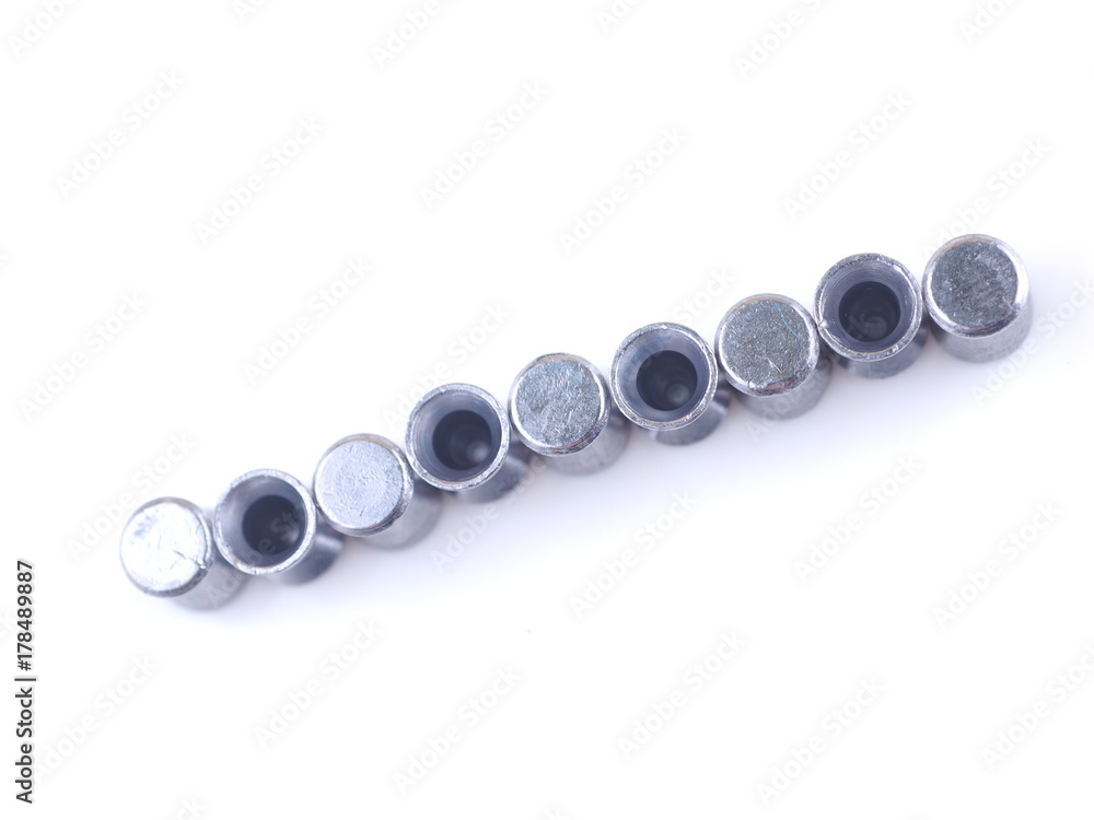 airgun bullets on a white background airgun bullets on a white background