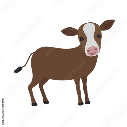 Cartoon happy brown calf