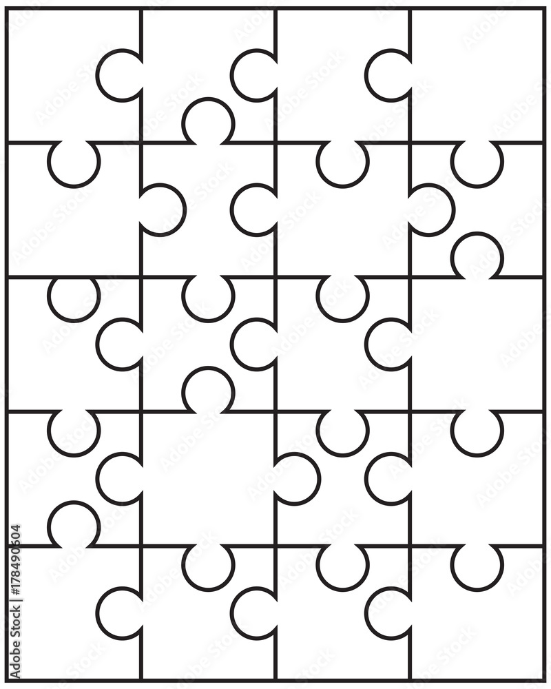 Illustration of separate parts of white puzzle